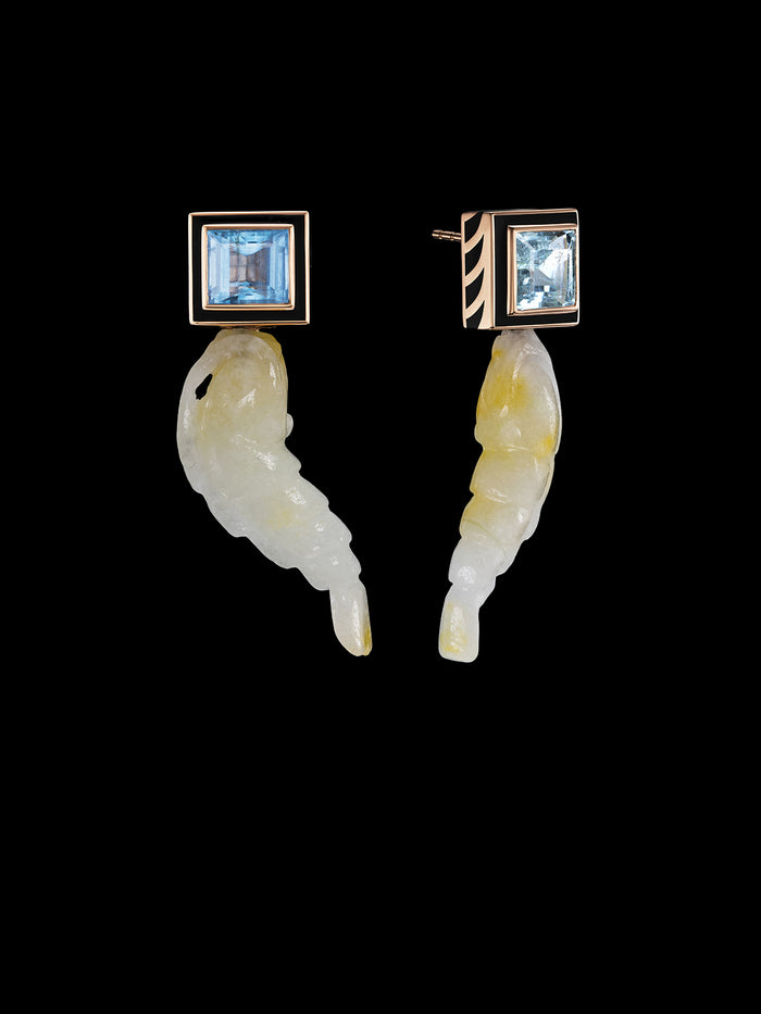 Dezso By Sara Beltran Shrimp Jade Earrings With Aquamarine