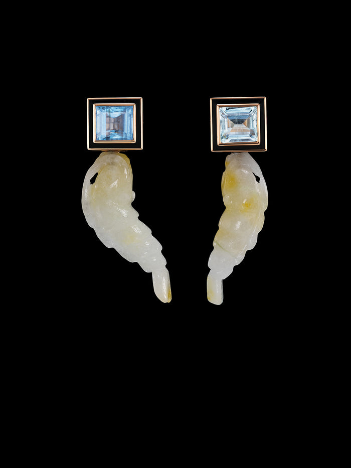 dezso by sara beltran Shrimp Jade Earrings with Aquamarine