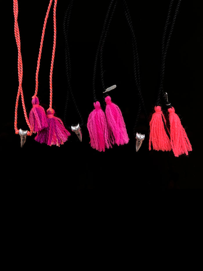Dezso By Sara Beltran Silver Shark Tooth Tassel Necklace