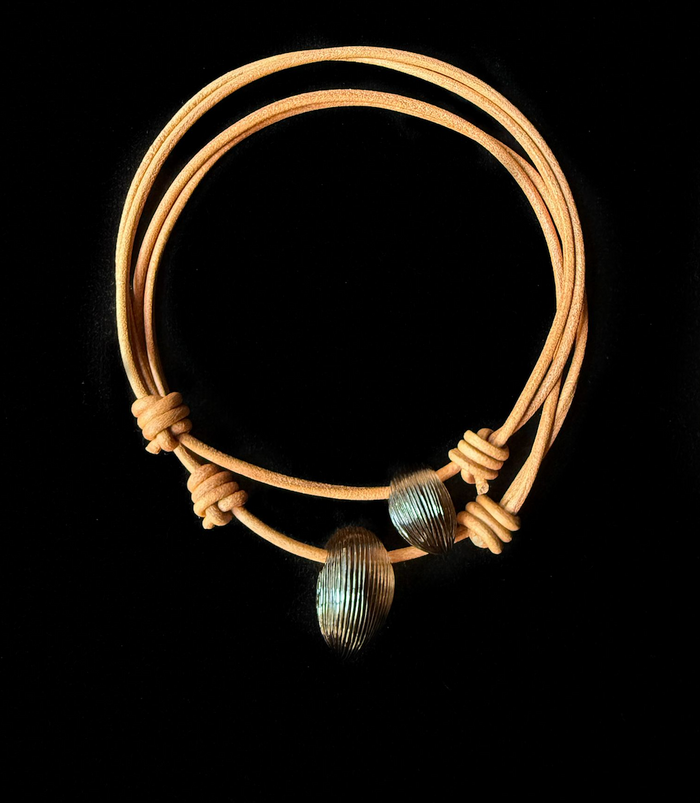 dezso by sara beltran Smokey Quartz Coquito Leather Necklace