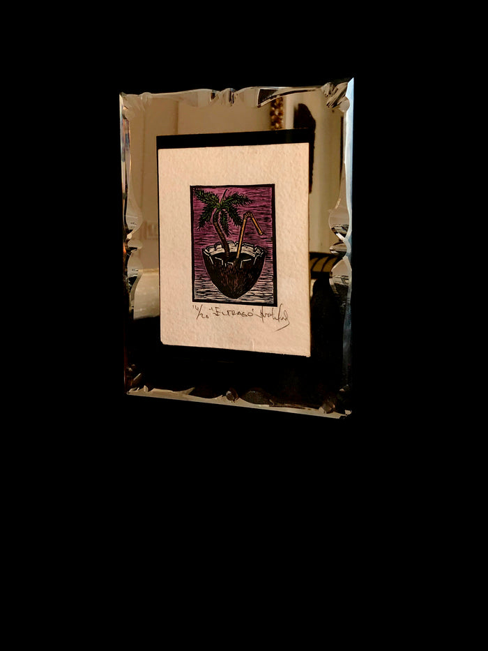 Dezso By Sara Beltran Vintage Mirror Frame With Cuban Woodcut