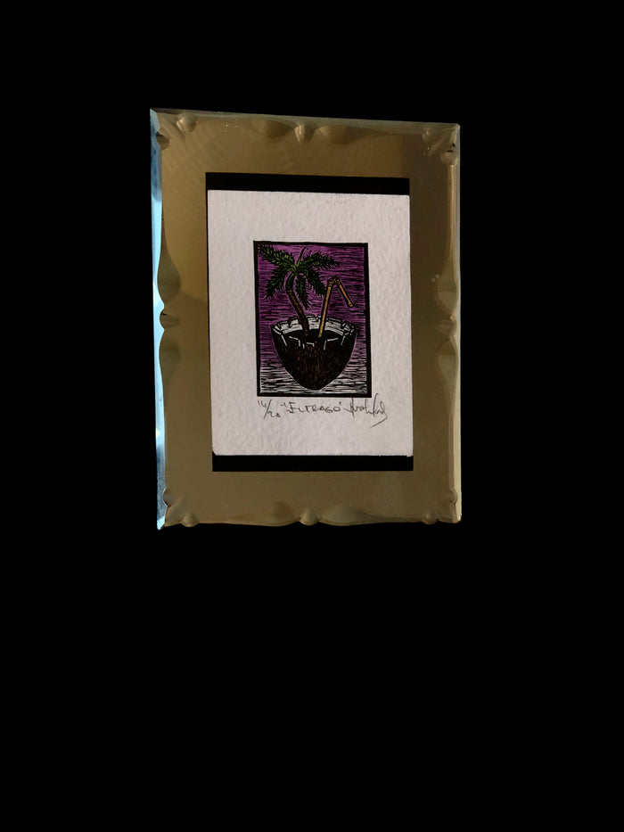 dezso by sara beltran Vintage Mirror Frame with Cuban Woodcut