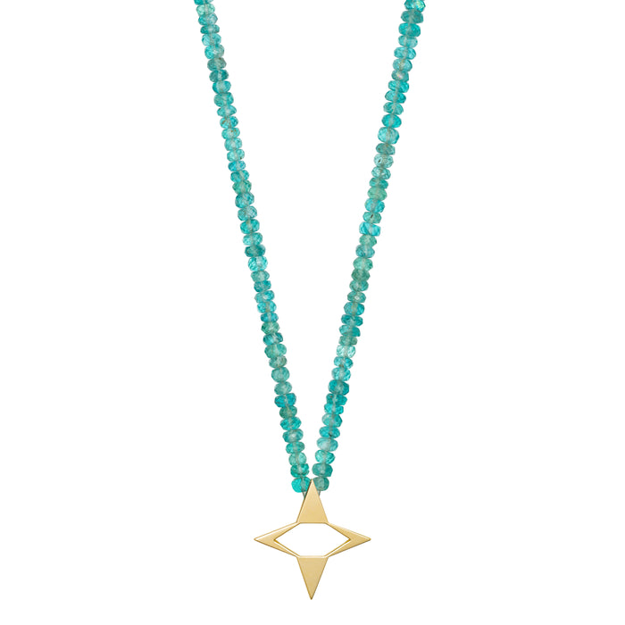 diane kordas Apatite Beaded Necklace with Star Relief Pendant