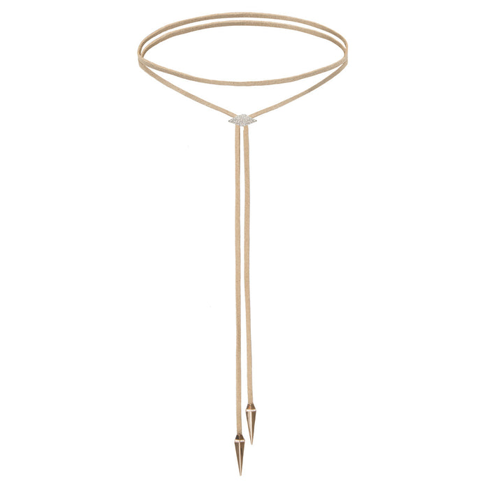 diane kordas Beige Evil Eye White Diamond Bolo Necklace