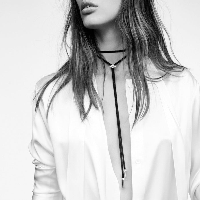 Diane Kordas Black Evil Eye Blue Sapphire Bolo Necklace