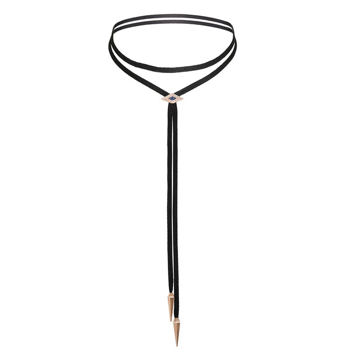 diane kordas Black Evil Eye Blue Sapphire Bolo Necklace