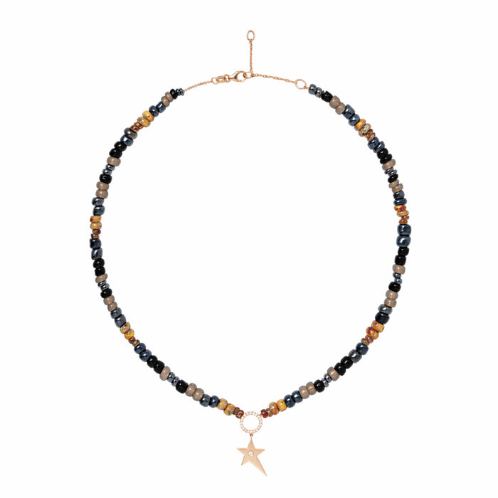 Diane Kordas Blue & Amber Beaded Necklace With Star Charm