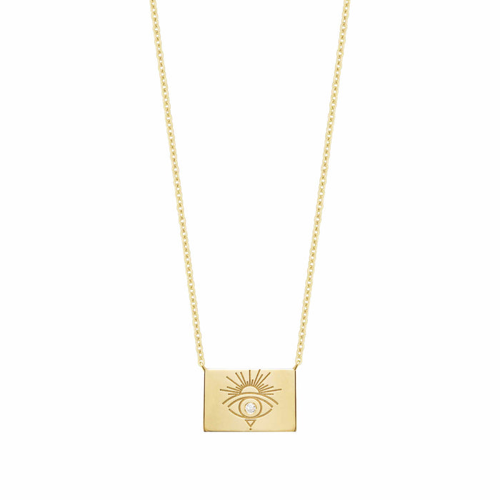 diane kordas Chain Necklace with Rectangle Sunset Eye
