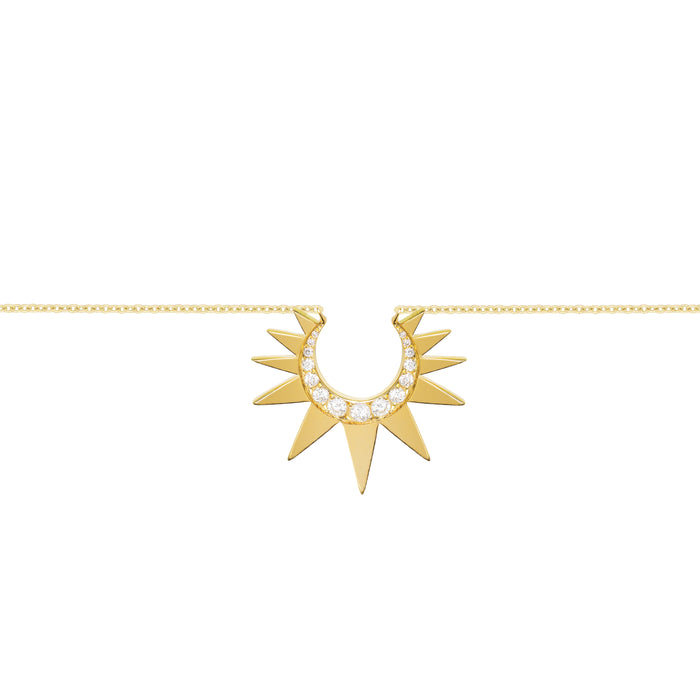 Diane Kordas Chain Necklace With Small Diamond Crescent Sun