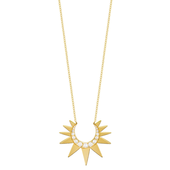 diane kordas Chain Necklace with Small Diamond Crescent Sun