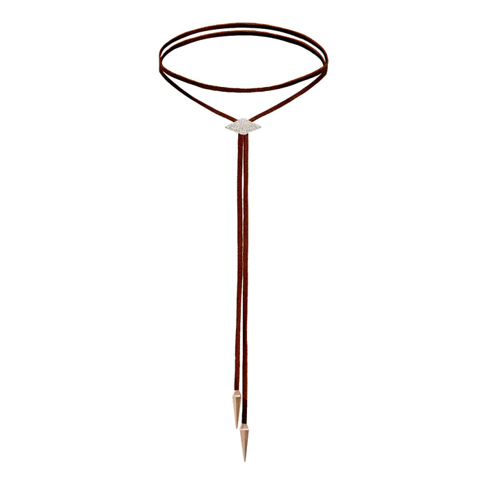 diane kordas Chocolate Brown Evil Eye White Diamond Bolo Necklace