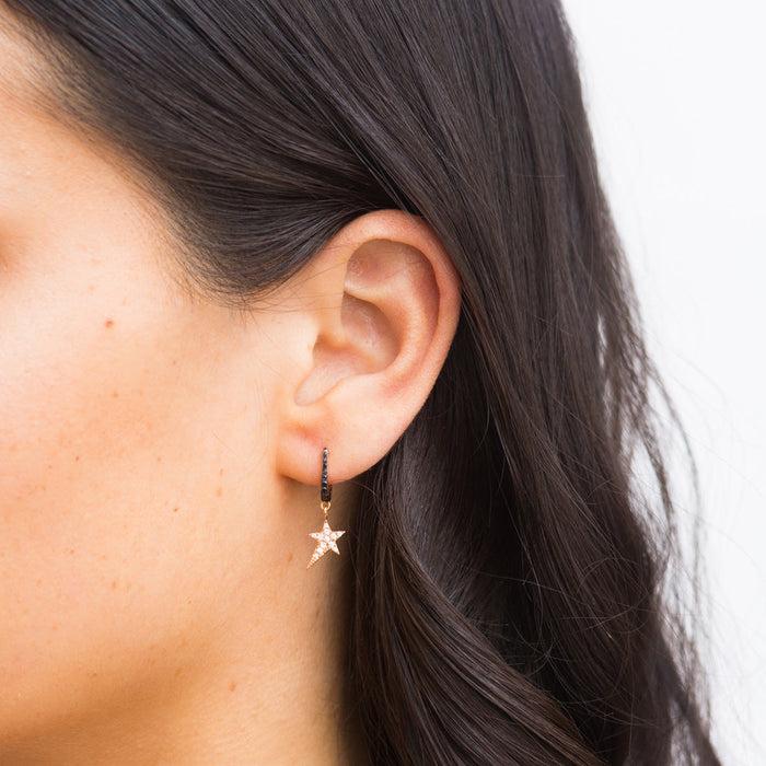 Diane Kordas Cosmos Black Diamond Star Charm Earring