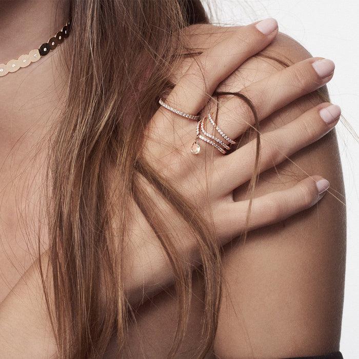 Diane Kordas Cosmos White Diamond Wave Triple Charm Ring