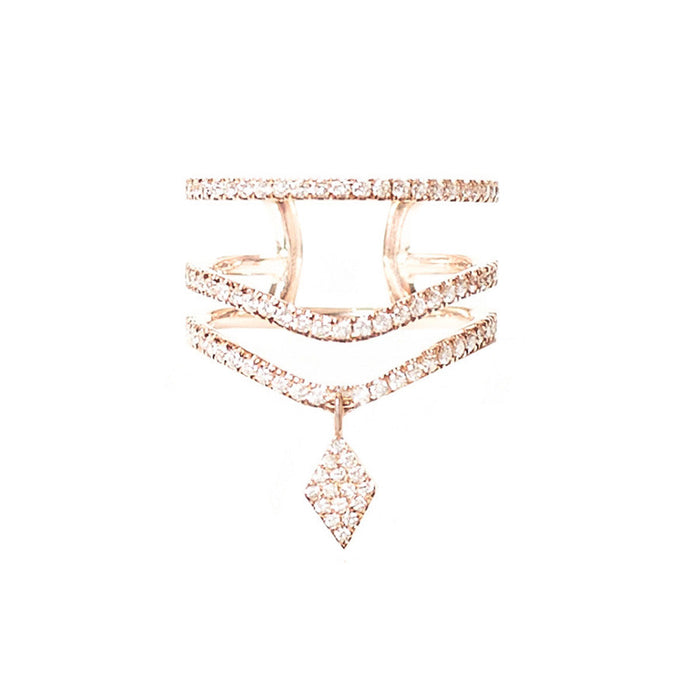 diane kordas Cosmos White Diamond Wave Triple Charm Ring