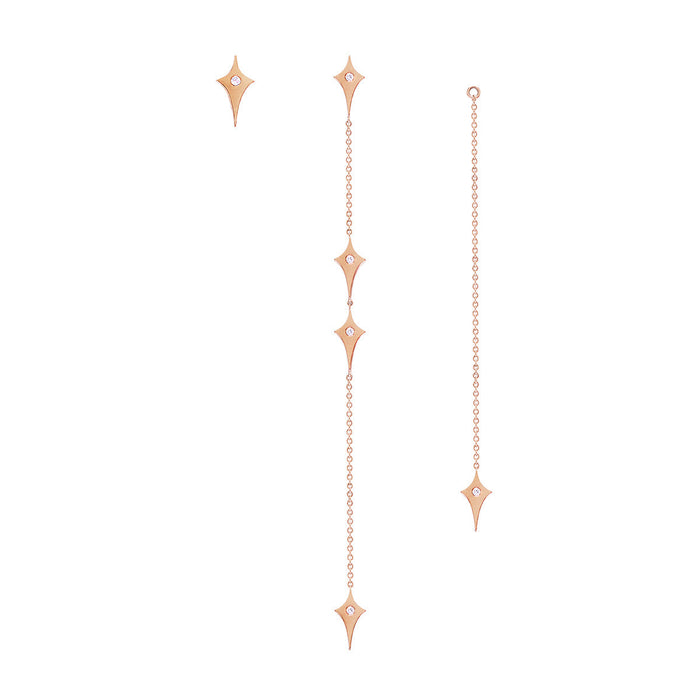 Diane Kordas Asymmetric Shield Chain Earrings