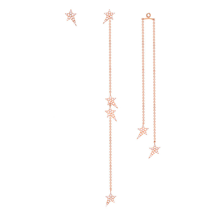 Diane Kordas Asymmetric Star Chain Earrings