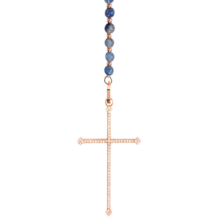 diane kordas Aventurine Cross Rosary Necklace
