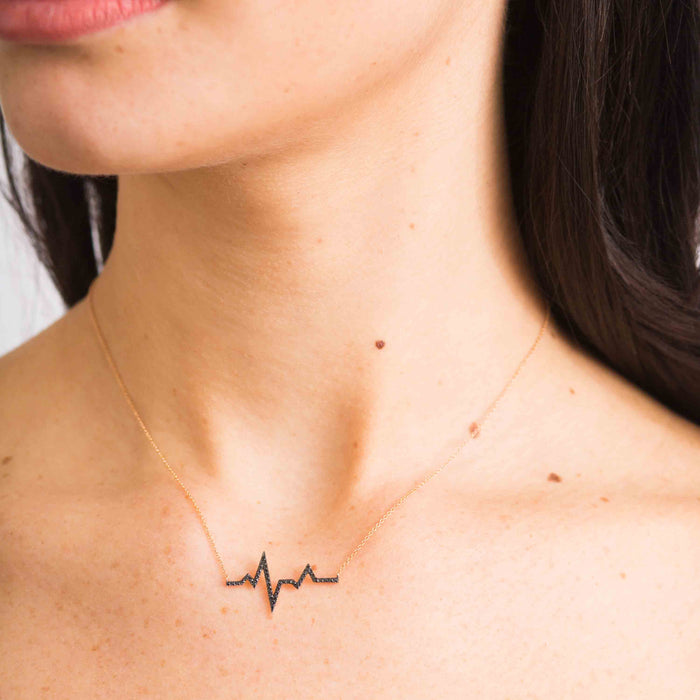 Diane Kordas Black Diamond Heartbeat Necklace