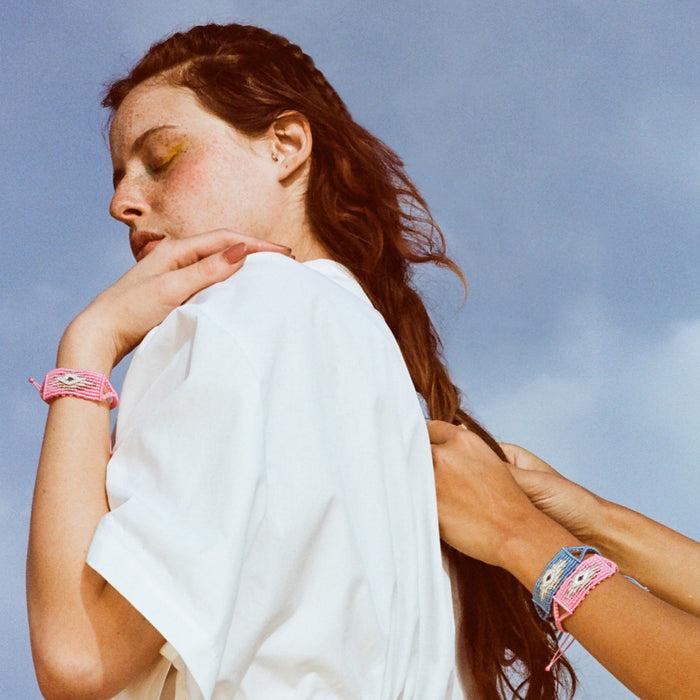 Diane Kordas Blue Evil Eye Woven Bracelet