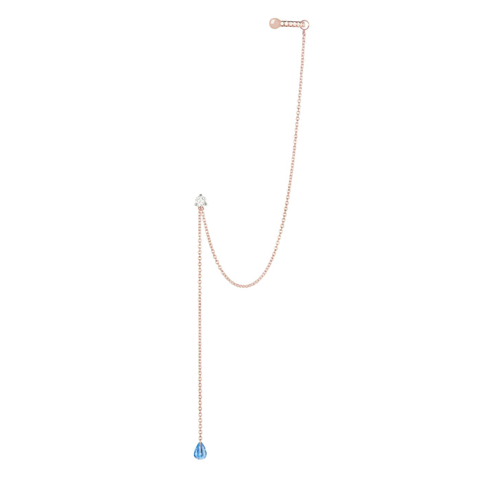 diane kordas Blue Sapphire Drape Chain Earring