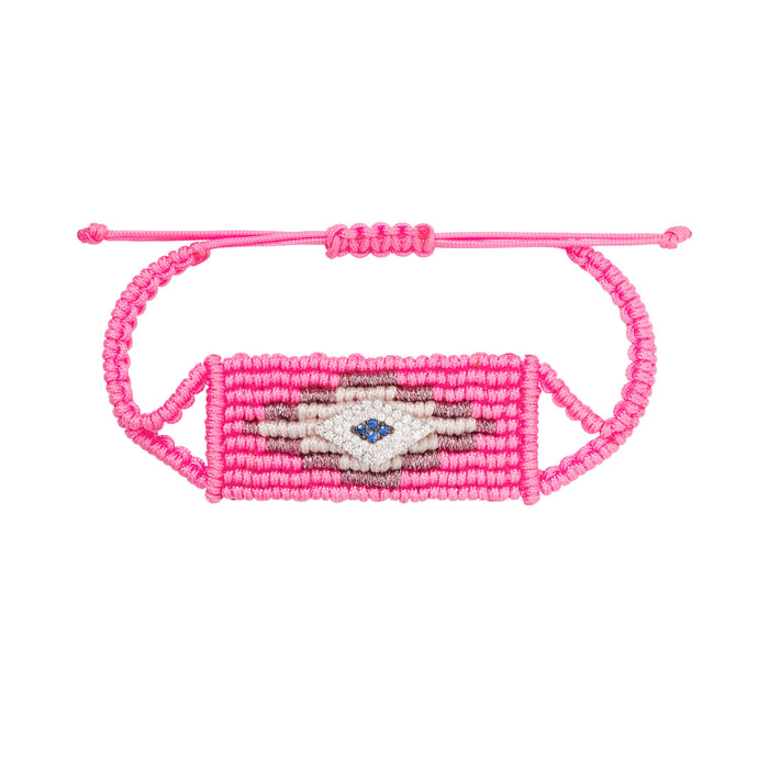 Diane Kordas Bubblegum Evil Eye Woven Bracelet