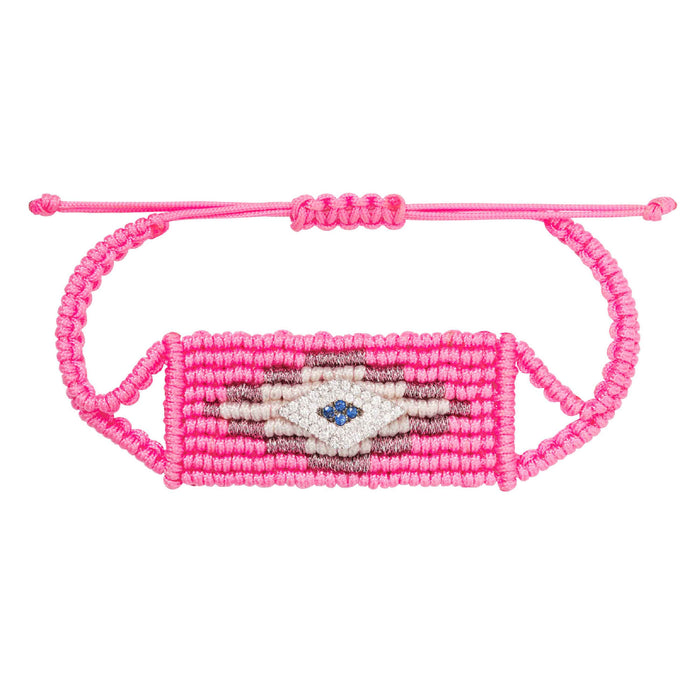 diane kordas Bubblegum Evil Eye Woven Bracelet