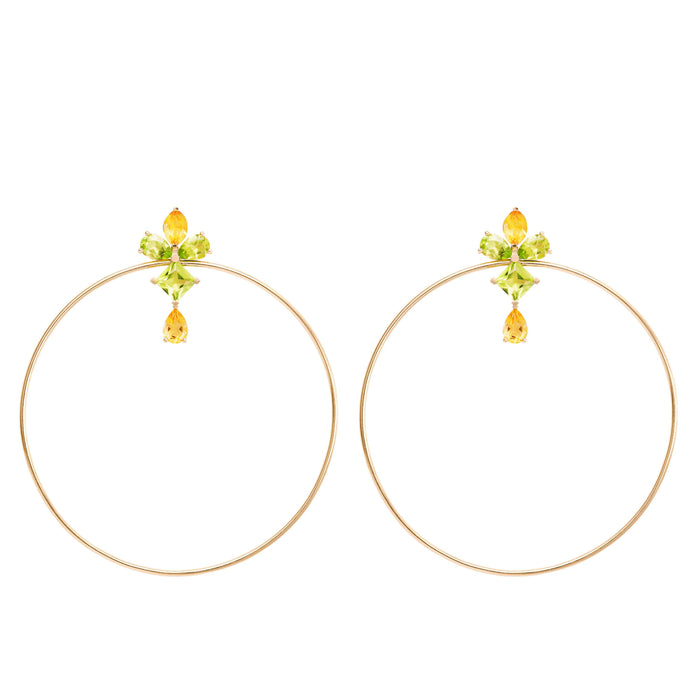 Diane Kordas Citrine And Peridot Hoop Earrings