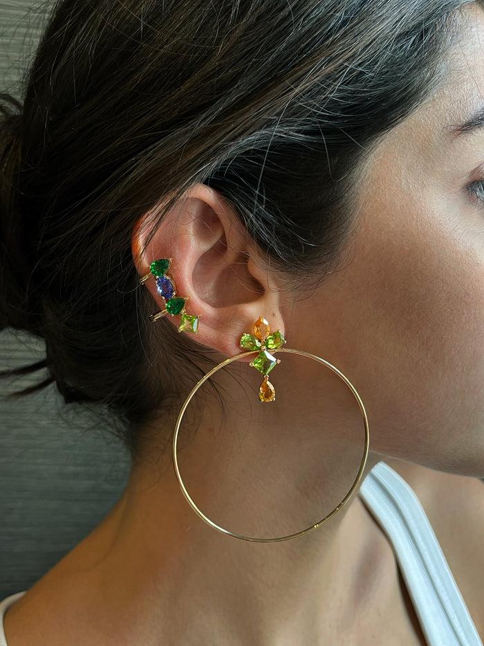 Diane Kordas Citrine And Peridot Hoop Earrings