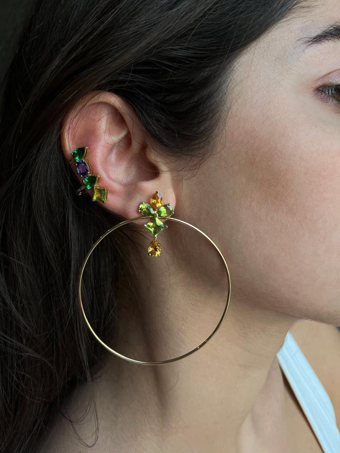 Diane Kordas Citrine And Peridot Hoop Earrings