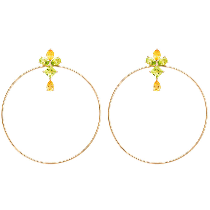 diane kordas Citrine And Peridot Hoop Earrings