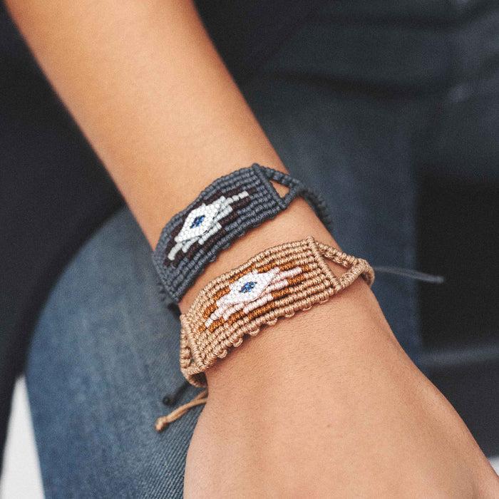 Diane Kordas Cream Evil Eye Woven Bracelet