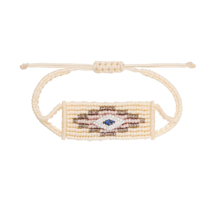 Diane Kordas Cream Evil Eye Woven Bracelet