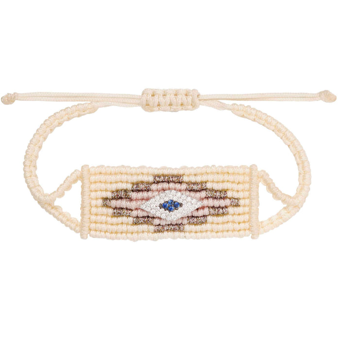diane kordas Cream Evil Eye Woven Bracelet