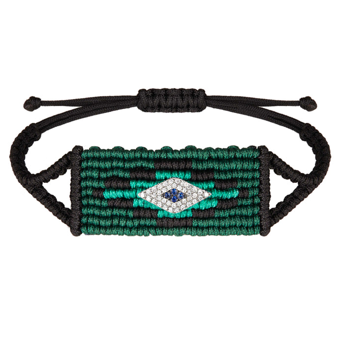 diane kordas Dark Green Evil Eye Woven Bracelet