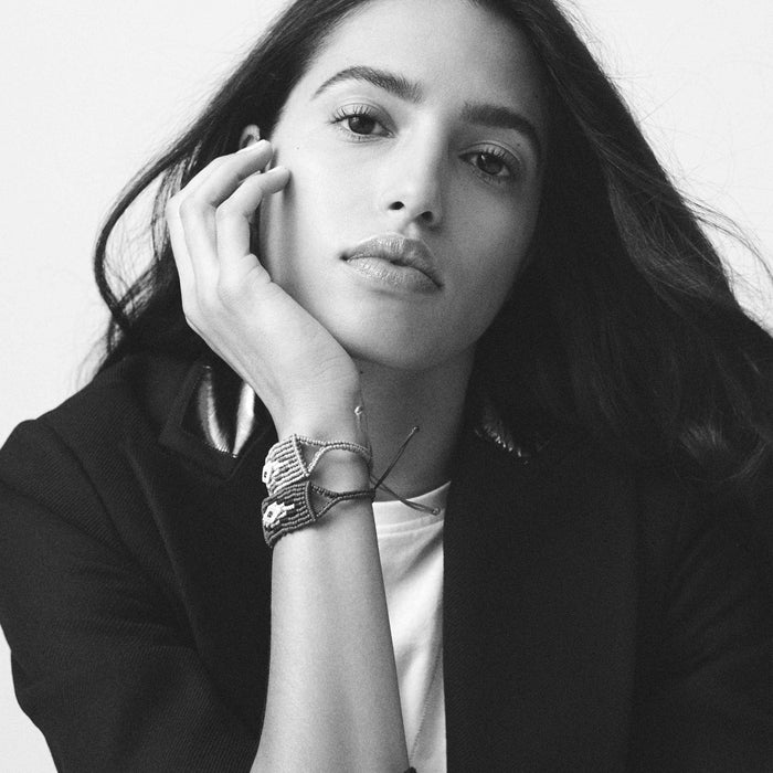 Diane Kordas Dark Grey Evil Eye Woven Bracelet