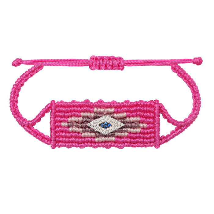 diane kordas Dark Pink Evil Eye Woven Bracelet