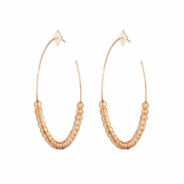 diane kordas Diamond Aura Quartz Hoop Earrings