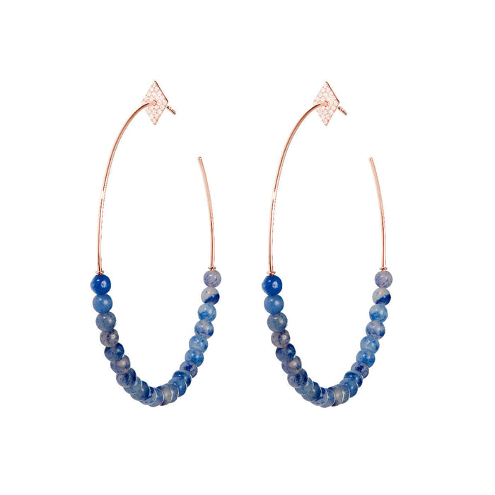diane kordas Diamond Aventurine Hoop Earrings