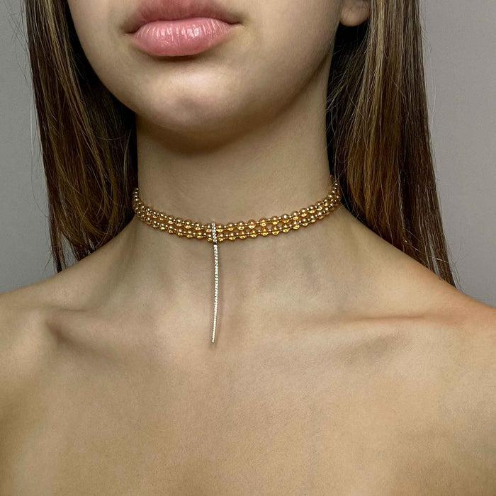 Diane Kordas Diamond Bar Aura Quartz Choker
