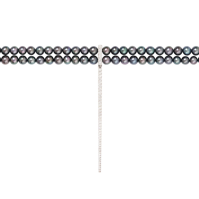 Diane Kordas Diamond Bar Grey Pearl Choker