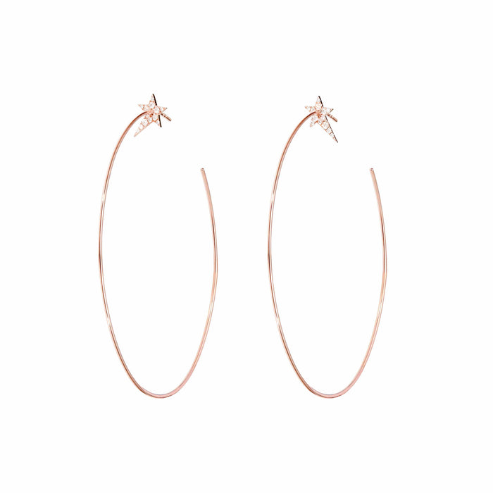 diane kordas Diamond Star Hoop Earrings