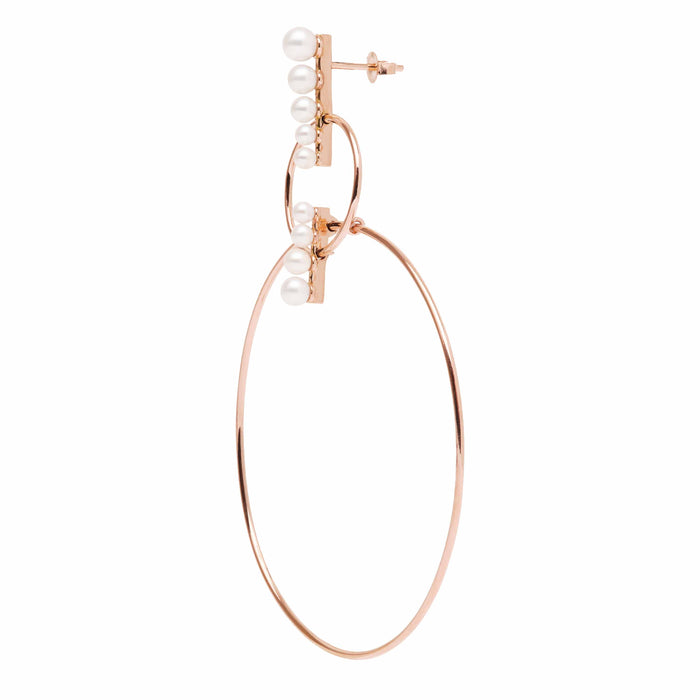 Diane Kordas Double Bar Pearl Hoop Earrings