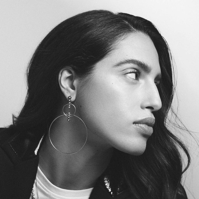 Diane Kordas Double Bar Pearl Hoop Earrings