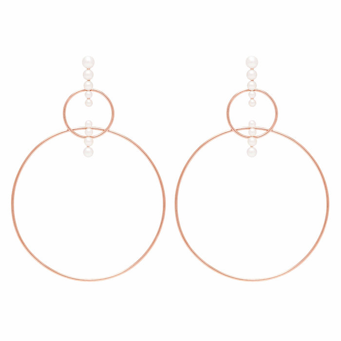diane kordas Double Bar Pearl Hoop Earrings