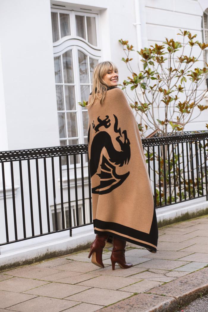 Diane Kordas Dragon Blanket In Camel