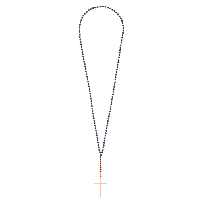 Diane Kordas Dumortierite Cross Rosary Necklace
