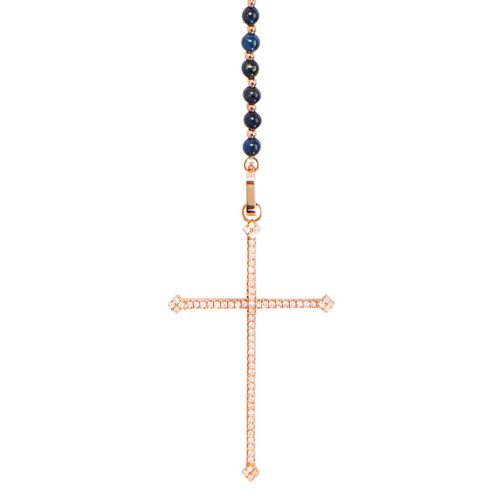 diane kordas Dumortierite Cross Rosary Necklace