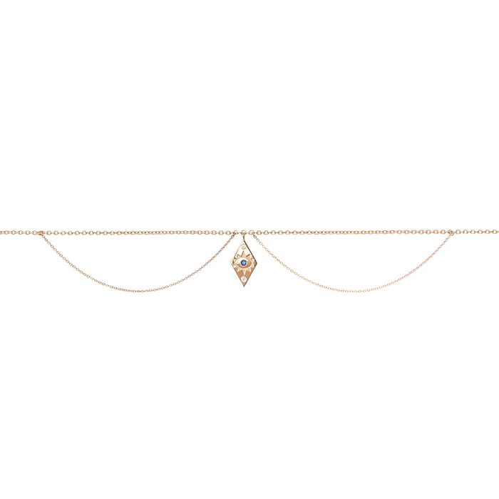 diane kordas Evil eye anklet with blue sapphire