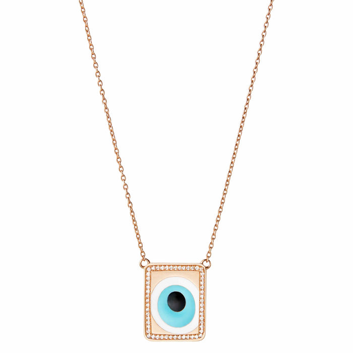 diane kordas Evil Eye Necklace with Diamond Border