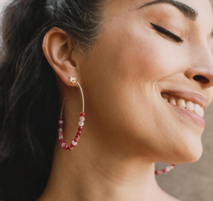 Diane Kordas Explosion Kunzite Hoop Earrings